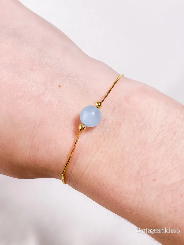 Akvamarin – Petite Heart – Guld